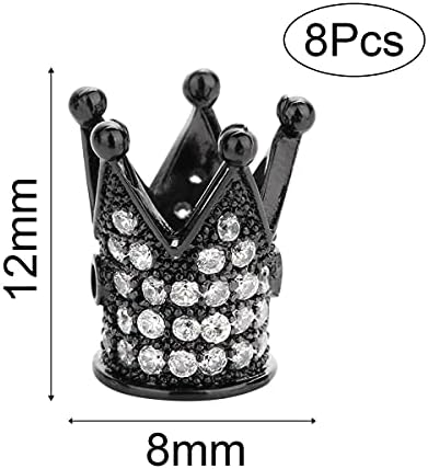 8 Pcs Cubic Zirconia Crown Beads, 12x8mm Mixed 4 Color Brass Micro Pave Crown Spacer Beads Bracelet Connector Charm Beads for Mens Bracelet Charms and DIY Jewelry Making