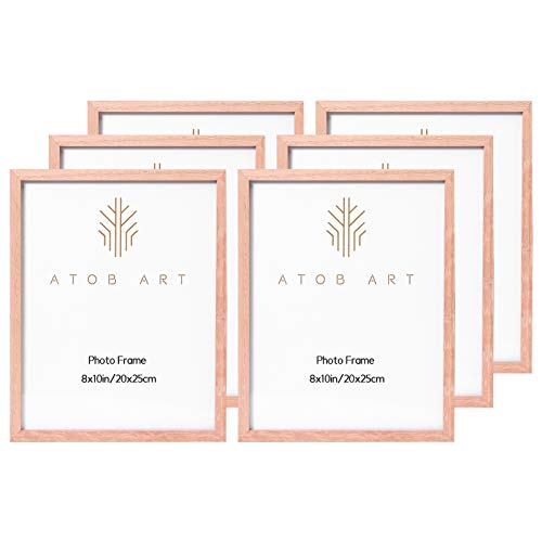 Ensemble de cadres photo en bois ATOBART, cadres photo 8x10 po (20x25 cm) - paquet de 6 - fenêtre en verre - couleur bois naturel Cover