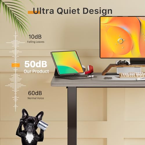 JOY worker Small Electric Standing Desk, 35" x 20" Whole Piece Height Adjustable Desk with Memory Controller, Grey Sit to Stand Desk Workstation for Home Office by JOY worker - Image 7