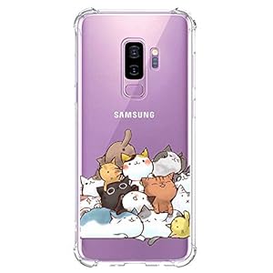 Galaxy S9 Plus Case Ultra Crystal Clear with Cute Cat Design Shockproof Bumper Protective Cell Phone Back Cover for…