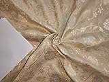 Ivory Gold Georgette Fabric with Subtle Metallic Gold Jacquard Floral id=11729 by The Yard