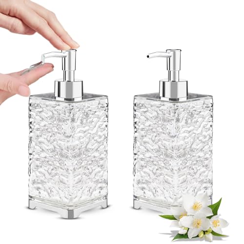 Zosenyer Dispensador Jabón Baño, 2 Pzas Dosificador Recargable de 400ml, para Cocina y Baño, Dispensadores de Gel y Champu para Jabón Líquido, Gel y Champú (Cuadrado)
