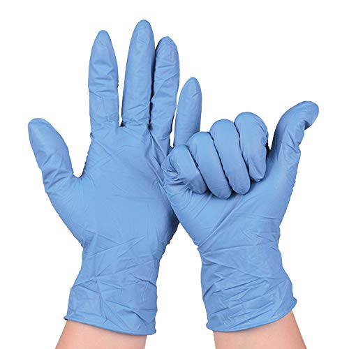 100 PCS Disposable Gloves Nitrile Rubber Gloves Cleaning Work Gloves Powder Free Hand Germ Protection Fingertips Textured Sensitive Food Kitchen Safety Gloves Barber Supplies Blue ï¼ˆLï¼‰