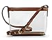 Clear Zipper Cross Body Bag with Vegan Leather Trim (Brown)