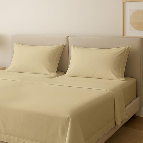 Carressa Linen 600 Series Split King Sheets Sets for Adjustable Bed, Sand