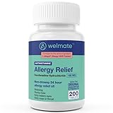 WELMATE | Allergy Relief | Fexofenadine HCl 180 mg | 24 Hour Non-Drowsy Antihistamine | Sneezing | Runny Nose | Itchy Eyes, Nose & Throat | Indoor & Outdoor Allergy Relief Tablets | 200 Count