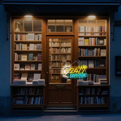 Image of Open Neon Sign 24H Service Neon Signs for Wall Decor USB Powered Adjustable LED Letters Sign Lights for Shop Bar Party 24Hours Open Place Club Gifts Convenience Stores Wall Decor
