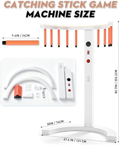 Gndigufa Hand Eye Coordination Training,Catching Stick Game Reflex Sticks with LED Lights & MP3, 10-Speed Reflex Stick Arcade Machine Games,for Party, Business and Family Game Night (White) — view 5