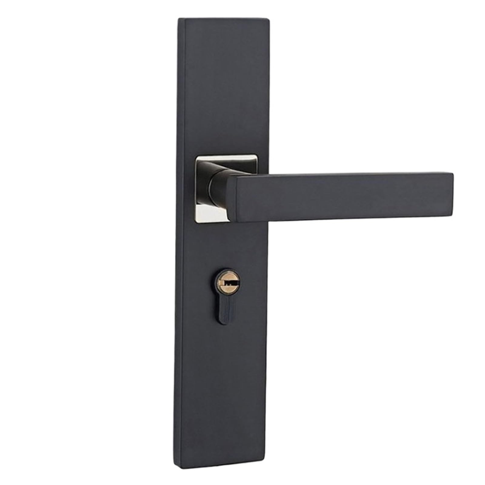 Jqeyewykk 5V Black Door Lock Engineering Manganese Steel Panel Aluminum Alloy Indoor Silent Hardware Furniture(T02 Black Silver)