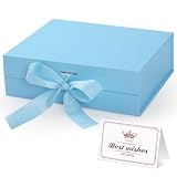Hianjoo Caja de Regalo 23 * 17 * 7cm, Cajas de Regalo Magnéticas con Tapas y Cinta Cajas Decorativa de Embalaje de Regalo Cajas de Presentación para Regalos Tapas para Embalaje de Regalos (Azul)