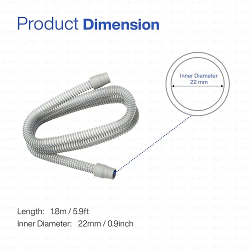 Image of OTICA CPAP /BIPAP Flexible Airflow Tube 22mm - Universal 1.8m Hose for Comfortable Night Breathing, Reusable, Lightweight & Durable, Easy to Connect to All Airflow Devices