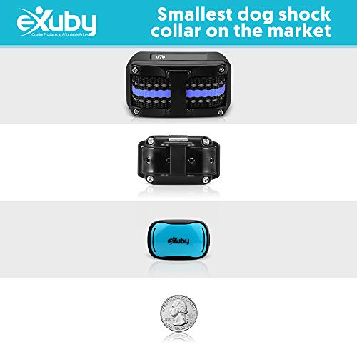 Exuby - Tiny Shock Collar For Small Dogs 5-15Lbs - Smallest Collar On The Market - Sound, Vibration, & Shock - 9 Intensity Levels - Pocket-Size Remote - Long Battery Life - Water-Resistant (Teal) #TOP2
