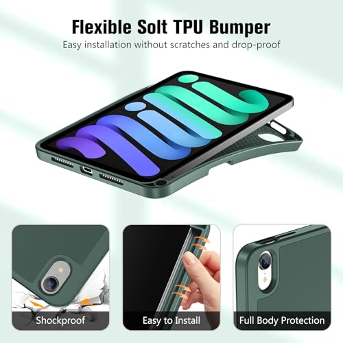 ProCase for iPad mini 7 A17 Pro 2024/iPad Mini 6 2021 8.3 Inch iPad mini 7th/6th Gen Case with Pencil Holder, Trifold Stand Smart Folio with Soft TPU Back Cover for iPad mini 8.3" 7th/6th Gen -Mgreen by ProCase - Image 4