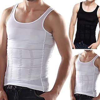 سترة داخلية لشد الجسم والبطن للرجال مع ضمان لمدة عام واحد، مشد للخصر والعضلات وتصحيح وضعية حرق الدهون، لون هوت وايت L، متعدد