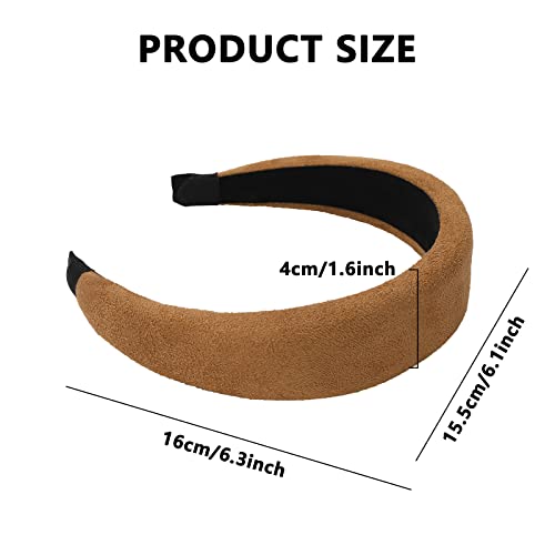 Whaline Suede Fashion Headband Set Winter Wide Non Slip Hair Bands For Women Girls Beauty Boho Fashion Gift Beige White Black Dark Brown Light Brown Hair Accessories For All Hairstyles (4 Pack) #TOP1