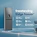 Fridgemaster MC55251DES 55cm Freestanding 256 litre 50/50 Frost Free Fridge Freezer with Non-plumbed Water Dispenser - LED Lighting- 4 Star Freezer Rating -Silver - E Rated, H182.4 x W55 x D55.7 (cm)