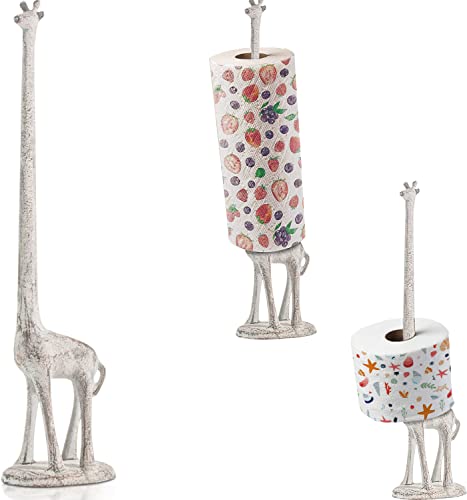 Comfify Giraffe Paper Towel Holder for Kitchen or Decorative Toilet Paper Stand for Bathroom - Unique Antique, Vintage, Whimsical Animal Design Roll Dispenser for Home Decor - Antique White by Comfify - Used condition - US$21.92