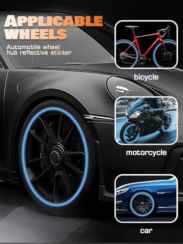 Image of 20PCS Car Wheel Reflective Decorative Strip,Night Safety Warning Stickers,Cars,Motorcycles,Bicycles are Applicable, Colorful and Diverse, a Street the Most Beautiful Car (Light Blue)