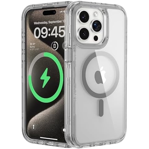 ORIbox for iPhone 15 Pro Max Case with Magsafe, Tri-Layer Perimeter for More Protection,3-in -1 Transparent Magnetic Designed, Anti-Fall for iPhone 15 Pro Max Phone Case,6.7 inch, Gray Cover