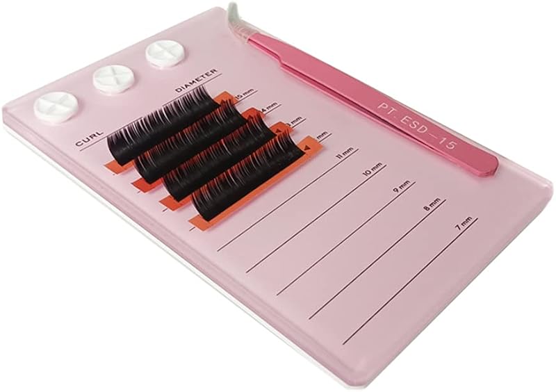 Paleta organizadora de acrílico para extensão de cílios LIXIMMAZN, rosa com escala