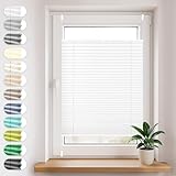 Sonello Plissee Klemmfix ohne Bohren 80cm x 100cm Weiß Faltrollo Plisseerollo Jalousie für Tür & Fenster Blickdicht Sichtschutz Sonnenschutz Fertifplissee Rollo