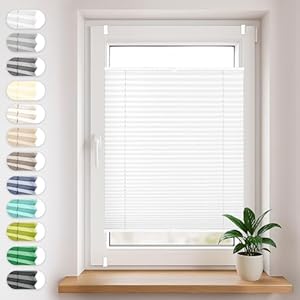Sonello Plissee Klemmfix ohne Bohren 80cm x 100cm Weiß Faltrollo Plisseerollo Jalousie für Tür & Fenster Blickdicht Sichtschutz Sonnenschutz Fertifplissee Rollo