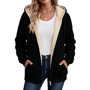 Zeagoo Women Sherpa Fleece Jacket Zip Up Thick Warm Hoodie Fall Winter Coat