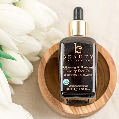 Beauty By Earth Organic Face Oil – Glowing & Radiant, For Dry, Normal Or Sensitive Skin, Moringa, Jojoba Oil & Argan Oil, Face Oils And Serums, Facial Moisturizer, Brightening Oil For Face #TOP7