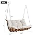 Merax PE-Rattan Schaukel-Doppelsitz, Hängeschaukel für Garten mit abnehmbaren & waschbaren Kissen, Outdoor-Schaukel mit Ketten, beige