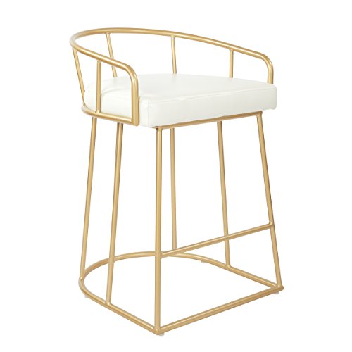 OSP Home Furnishings Luna Modern Counter Height Stool, White Faux Leather, Counter Stool