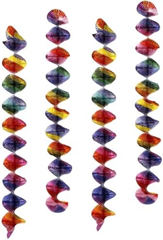 Folat B.V. – Folat 27781 Colorful Birthday Decoration-Rotor-Stripetastic Spirals-4 Pieces-Party Supplies for Kids and Adults, Multicolor