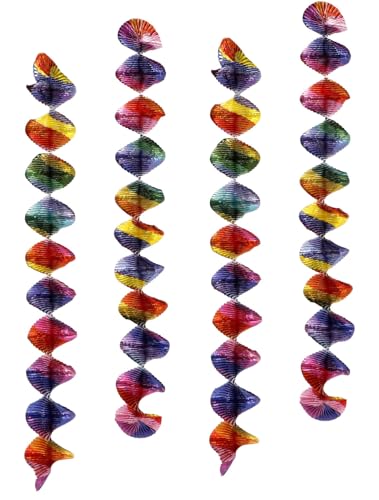 Folat B.V. - Folat 27781 Decoração de aniversário coloridas - espirais de Rotor-Stripetastic-4 peças-artigos de festa para crianças e adultos, multicolorido
