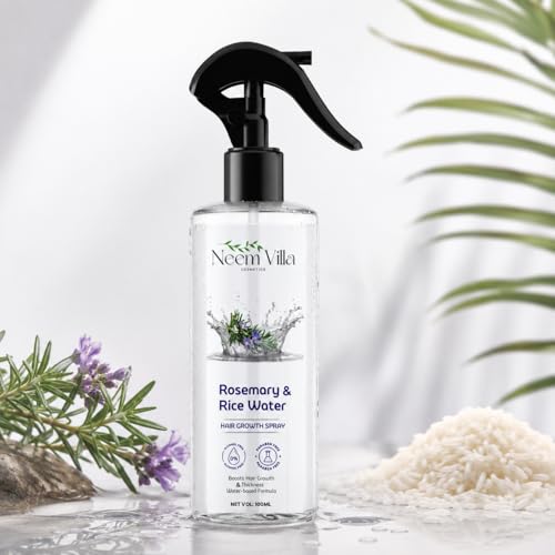 Image of Rosemary & Rice Water Hair Growth Spray - Natural Hair Care Solution for Thicker, Stronger Hair | Boost Hair Growth & Reduce Hair Fall (100 ml, Pack of 1)