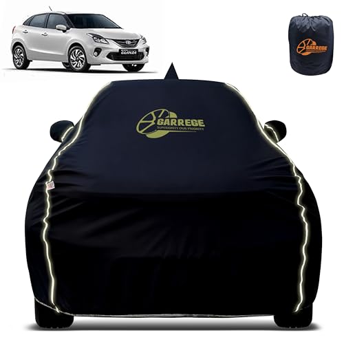 Image of Reflector Waterproof Car Cover for Toyota Glanza Old with Mirror & Antenna Pocket | All Weather Protection | Washable Fabric | Black Color