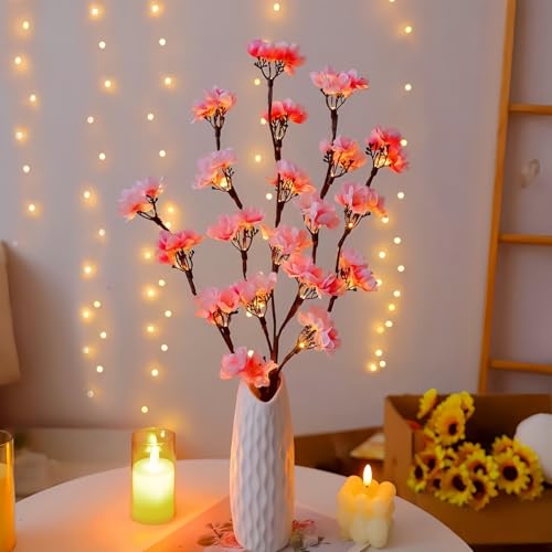 Image of Ulalaza 27.5'' 2 Branches 40 LED Bulbs Twig Lamp Battery Operated LED Lighted Willow Branches Vase Fillers Use for Christmas Home Party Decoration Indoor Outdoor