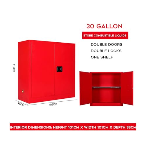 Gabinete de seguridad inflamable para materiales peligrosos, a prueba de explosiones y almacenamiento de productos químicos ignífugos, capacidad de 30 galones