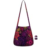 [NANOBAG] 超軽量 男女兼用 スリングバッグ 高耐久 折りたたみ式 クロスボディ バッグ 旅行やショッピング用 パッカブル 再利用可能 食料品トート ハンドル付き (ネオンフラワー)