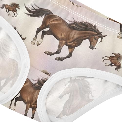 Watercolor Brown Horses Black Panties Little Girl Toddlers Underwear Floral Cotton Personalized Briefs Kids Undies 2t4