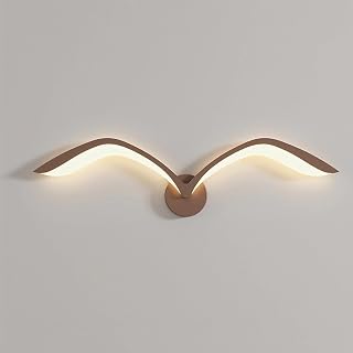 MEVZHH Iluminación de Pared Decorativa de Metal de Interior 15W Lámpara de Pared de Gaviota 3000K Luz Cálida Creativa Animales Pájaro Pared de la Lámpara de la Cama 80Cm Largo/Marrón