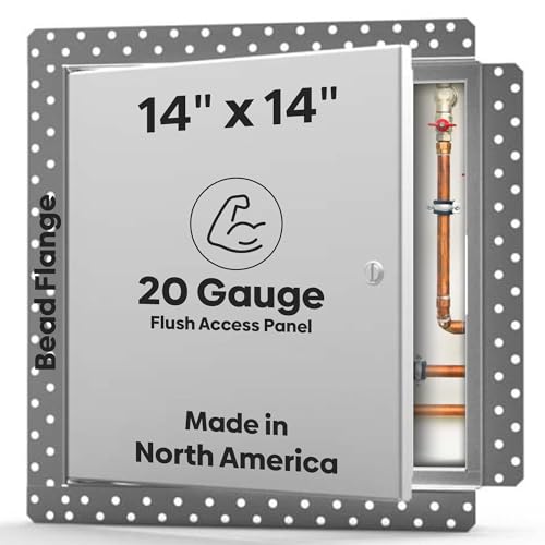 Best 14" x 14" Flush Metal Access Panel with Bead Flange - 20-Gauge Steel Drywall Access Door for Walls and Ceilings, Concealed Hinges, Screwdriver Cam Latch, White Polyester Finish, BA-DW-5040