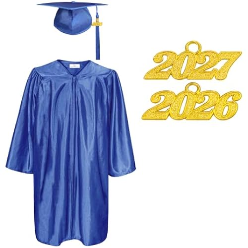 Kids Preschool & Kindergarten Graduation Cap & Gown Set, 2026 & 2027 Charms