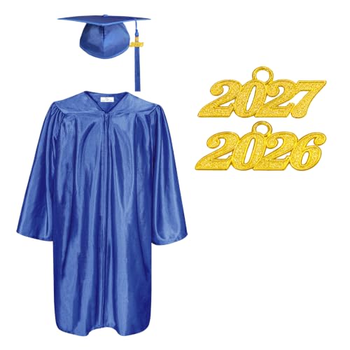Kids Preschool & Kindergarten Graduation Cap & Gown Set, 2026 & 2027 Charms