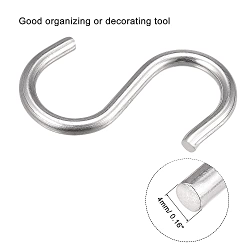 Image of uxcell S Hooks 1.97 inch Long Stainless Steel Hanger for Hanging Objects in Kitchen, Garden, Bathroom, Garage 16Pcs