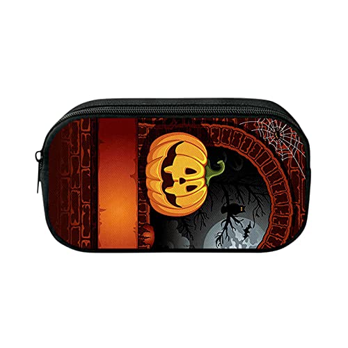 chenqiu Halloween Trousse Scolaire Grande Capacité, Pochette à Rrayons Étui à Crayons Bureau Papeterie, Halloween Sac de Rangement pour Crayons (D, 1PC) Cover