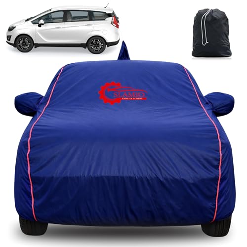 Image of 100% Waterproof Car Cover for Mahindra Marazzo | All-Weather, Dustproof & UV Protection | Heavy-Duty 3-Layer Fabric | Custom Fit with Mirror & Antenna Pocket | Navy Blue