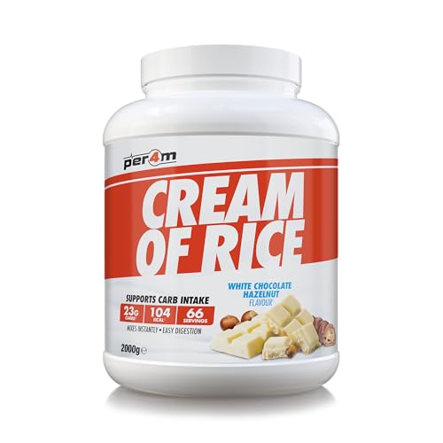 Per4m Protein Cream of Rice | Easy-to-Digest Complex Carbohydrate | Gluten-Free, Plant-Based Smooth Rice Porridge | Ideal Pre Post-Workout (2kg, White Chocolate Hazelnut)