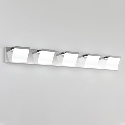 Miniatura 11 de Moderna lámpara LED de 4 luces LED para tocador de baño (30 pulgadas, blanco frío 6000 K), negro mate moderno acrílico para pared de baño Mate