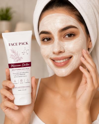 Image of New Moroccan DeTan Brightening Face Pack for Advance Skin Renewal Radiance Clay Mask