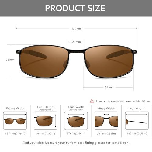 Image of SUNGAIT Mens Narrow Polarized Sunglasses Metal Frame Small Rectangle Retro Durable UV400 Protection