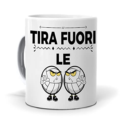 Regalo originale. Idea da regalare. Tazza Tira fuori le palle. Ceramica 350 ml.